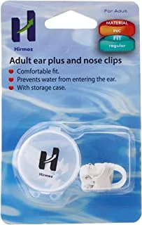 Hirmoz Pvc Nose Clip & Ear Plugs Sets, Comfort Fit Protective Devices For Safe Swim, Prevents Water Enter Into Nose And Ear, White, H-Ne2 Wh