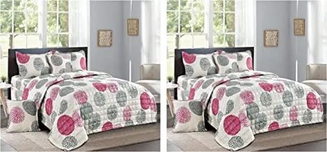 Pack Of 2 Double Sided Velvet Comforter set For All Season, 4 Pcs Soft Bedding Set, Single Size (160 X 210 Cm), Double Side Square Stitched Heavy Floral Pattern, SY-2, Multi color7