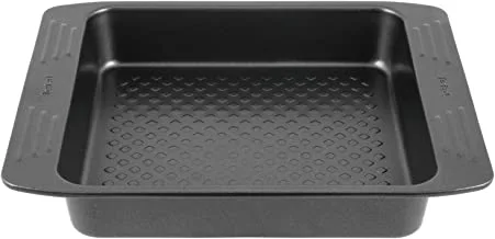 TEFAL Baking Tray | Easy Grip Square Cake 21 x 21cm | Carbon Steel | Easy Handling | Large Handles | Non-Stick Coating | Easy Release | Easy Cleaning | Dark Grey | 2 Years Warranty | J1625245