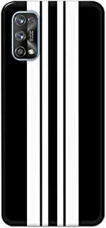 غطاء جراب مصمم بلمسة نهائية غير لامعة من Khaalis لهاتف Realme 7-Racing Stripes أسود أبيض