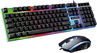 Datazone Backlit Wired Keyboard And Gaming Mouse - Multicolor Led Lights - Mechanical Feel - Black G21