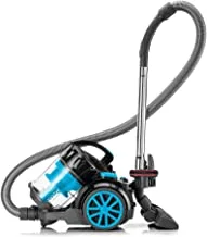 Black & Decker multi-cyclonic bagless corded canister vacuum cleaner with 6 stage filtration 2000 w max power 2.5 l 21 kpa suction power blue vm2080-b5