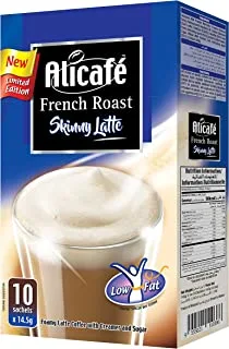 قهوة لاتيه فرنسية محمصة مع مبيض وسكر من علي كافيه ، 10 اكياس ، 145 جم - عبوة من 1