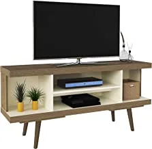 طاولة تلفزيون ارتلي داكوتا لتلفزيون 55 بوصة ، بني صنوبر مع أوف وايت - عرض 136 سم × عمق 35 سم × ارتفاع 63.5 سم