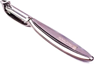 Royalford Stainless Steel Metal T Peeler - Tube Shaped Swivel Perfect For Peeling Quick & Effective With Segregated Edges, Vegetable Fruit Peeler/Slicer Quic Smooth Silver RF4642