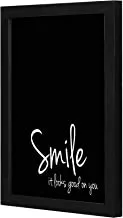 LOWHA Smile يبدو جيدًا عليك بإطار خشبي فني جداري أسود اللون أسود 23x33 سم من LOWHA