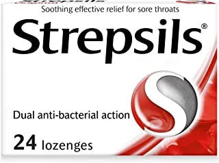 Strepsils Original, Dual Anti-Bacterial Action, Fast Effective Relief from Sore Throats, 24 Lozenges