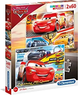 Clementoni Kids Puzzle Super Color Disney Pixar Cars 2x60 PCS (27 x 19 CM) - For Age 5+ Years Old