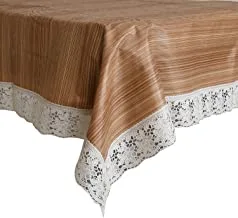 Kuber Industries Wooden Design Pvc 4 Seater Center Table Cover 60 Inchesx40 Inches(Light Brown)-Ctktc32935