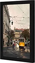 Lowha Yellow Tram In City Street Wall Art Wooden Frame Black Color 23X33Cm By Lowha