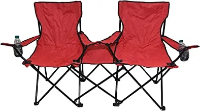 طقم 2 كرسي تخييم قابل للطي بجيوب وحقيبة يد ، AL007 ، أحمر