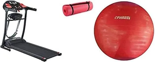 جهاز مشي وورلد وايد مع كرة يوجا فتنس وورلد أحمر 75 سم مع بساط يوجا للتمارين الرياضية