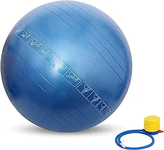 Nivia Anti Burst Fitness Gym Ball With Footpump ( Blue, Size - 65cm ) | Material - Polyvinyl Chloride (Pvc) | Exercise Ball | Medicine Ball | Heavy Duty | Preganancy Workout | Inflatable Exercise Ball