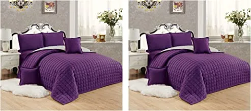 Moon Compressed Two-Sided Color 6 Pieces Comforter Set of 2 Pieces , King Size, Pu-Gr