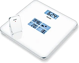 Beurer weight scale glass electronic with weather station white 150 kg- gs80