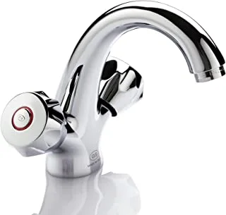GS Rubinetterie Mercury Single Hole Bath Basin Mixer, High Spout, 6C Dual Brass Chromed Handles, Chrome, Sink Tap, Basin Sink Mixer, Sink Faucet, Luxury Design, Basin Mixer