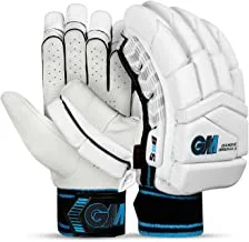 GM Diamond Original L.E Cricket Batting Gloves with English Pittard Leather Palm for Men Right Handed| Ergonomically Designed | Highest Protection | Utmost Comfort | Colour: White/Black/Blue