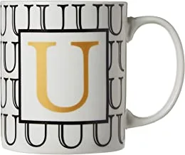 كوب قهوة بورسلين بطبعات حرف U من الخزف الضحل ، Bd-Mug-U