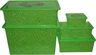 A light decorative storage box with wheels -5 large sizes, Fluorescent green, TR004-2