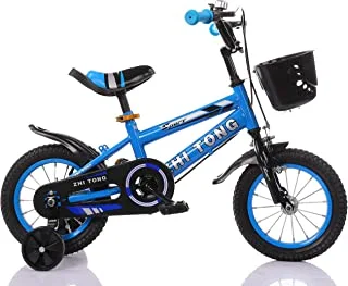 دراجة أطفال ZHITONG مزودة بعجلات تدريب وسلة مقاس 12 بوصة ، أزرق ، مقاس S