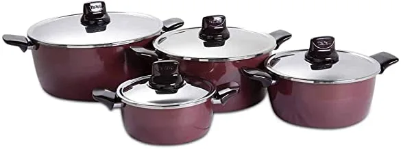 Tefal Pleasure 8 Pcs Cooking Set, Red, Non-Stick, Aluminium, D5059852