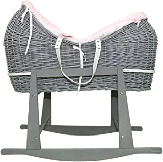 Qariet alnwader dgl-55372, 2 in 1 rocking bed & carrier, gray & pink