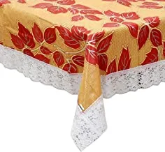 Kuber IndUStries Floral Pvc 6 Seater Dining Table Cover - Red (Ctktc02087)