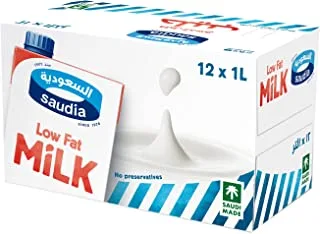 Saudia low fat milk, 12 x 1 litre - pack of 1