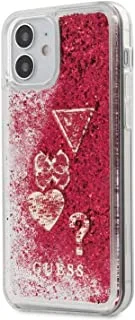 Guess Liquid Glitter ''Hearts'' Charms Hard Case For Iphone 12 Mini (5.4