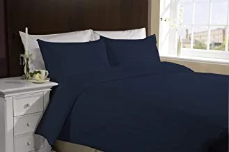 Hotel Wide Stripe 3Pcs Bed Sheet Set,300Tc Cotton, King Size, Navy Blue