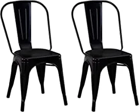 MAHMAYI OFFICE FURNITURE Metal Dining Chairs Indoor Outdoor Chairs Patio Chairs Kitchen Metal Chairs 18 Inch Seat Height Restaurant Chair Metal Stackable Chair Side Bar Chairs (Pack of 2), Black