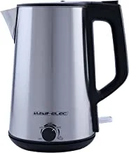 ALSAIF 1.5Liter 1800W Electric Cordless Kettle Stainless Steel Body, Black, Stainless Steel E03210 2 Years warranty