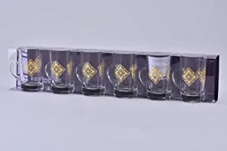 Wisteria Glass Tea Tumbler W/Handle set Aroma Gold /6PCS