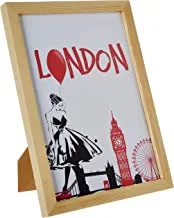 LOWHA London Wall Art with Pan Wood framed Ready to hang for home, bed room, office living room Home decor hand made wooden color 23 x 33cm By LOWHA