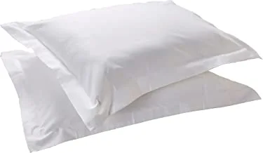 Deyarco Hotel Linen Klub Oxford King Pillowcase 2PC Set - 350TC 100٪ Long Staple Cotton Sateen ، جودة فاخرة ، الحجم: 50 × 90 + 5 سم ، أبيض سادة