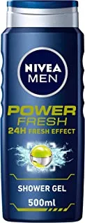 Nivea MEN 3in1 Shower Gel Body Wash, Power 24h Fresh Effect Citrus Scent, 500ml