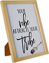 Lowha Your Vibe Attracts Your Vibes Wall Art With Pan Wood Framed Ready To Hang For Home, Bed Room, Office Living Room Home Decor Hand Made Wooden Color 23 X 33Cm By Lowha