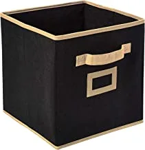 Heart Home Non Woven Large Foldable Storage Organiser Cubes/Boxes (Black) - CTHH16930
