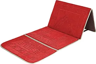 Sleep Night Floldable Praying Mat, Foldable Meditation Mat with Back Rest, Prayer Rug with Carrying Bag, Poratble Cushioned & Padded Prayer Rug for Salah Size 110 X 53 Cm Red
