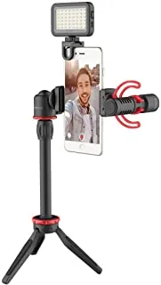 Boya BY-VG350 Smartphone Video Rig with Mini Tripod Extension Tube LED Light and Video Microphone Compatible with iPhone13 12 11 XS and Android for YouTube Tik Tok Facebook Vlogging