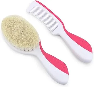 Nuvita Baby Hair BRush-Natural Wool Bristles Comb, Pink