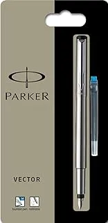PARKER 9258 Vector Stainless Steel Fountain Pen in Blister Card, Multicolor