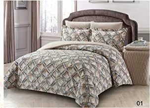 Unique Home Microfiber Premium Printed Comforter Set King 6 Pcs, Assorted, PR6K-01