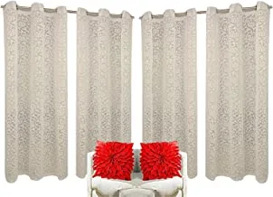 Kuber Industries Cotton 4 Pieces 7 Feet Eyelet Door Curtain (Cream) -CTKTC12962