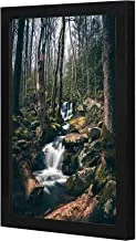 LOWHA Waterfalls In Forest Wall Art خشبي بإطار خشبي لون أسود 23x33 سم من LOWHA