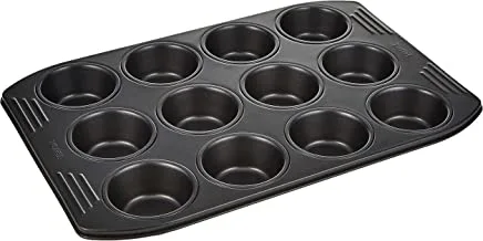 TEFAL Baking Mold | Easy Grip 12 Muffins 26.5x39.5cm | Carbon Steel | Easy Handling | Large Handles | Non-Stick Coating | Easy Release | Easy Cleaning | Dark Grey | 2 Years Warranty | J1625745