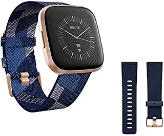 Fitbit Versa 2 Special Edition Health And Fitness Smartwatch - Navy & Pink Woven/Copper Rose Aluminium