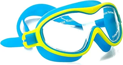 Hirmoz Swimming Goggle PC lens, silicone skirt and head strap; Auto-clip head strap system. UV & anti-fog, Blue, H-M1416 BL