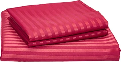 IBed home 2724327787687 Ultra Soft Striped Bed Sheet 3 Piece Set, Cotton, King, Red, H24.6 X W33.4 D5 Cm