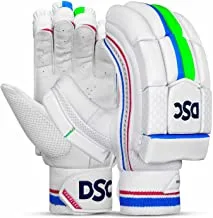 DSC Intense Shoc Leather Cricket Batting Gloves, Mens Left (White Turquoise)